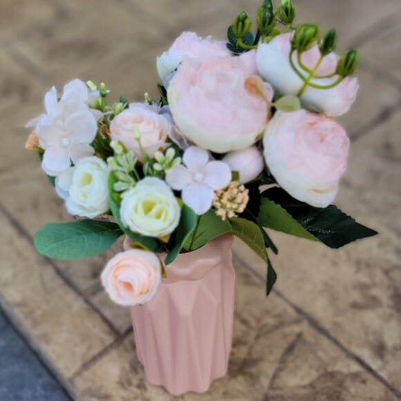 Other - Handmade Pink Flowers Arrangement With Vase Home Office Kitchen Baby Room Decor